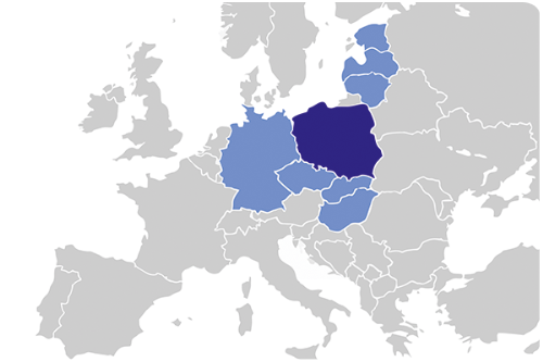 Mapa krajów europejskich